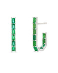 Green Emerald Baguette Hoop Earrings