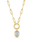 Paperclip Charm Chain and Mosaic Emerald Pendant