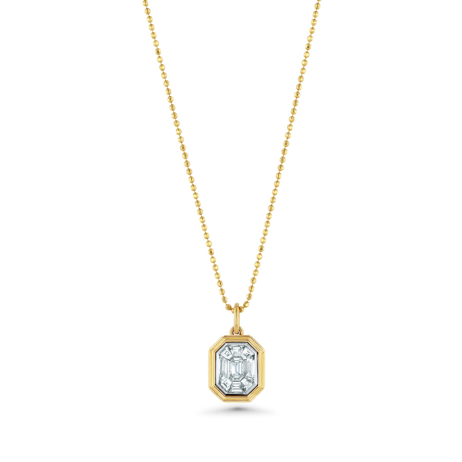 Mosaic Emerald Pendant with Beaded Chain