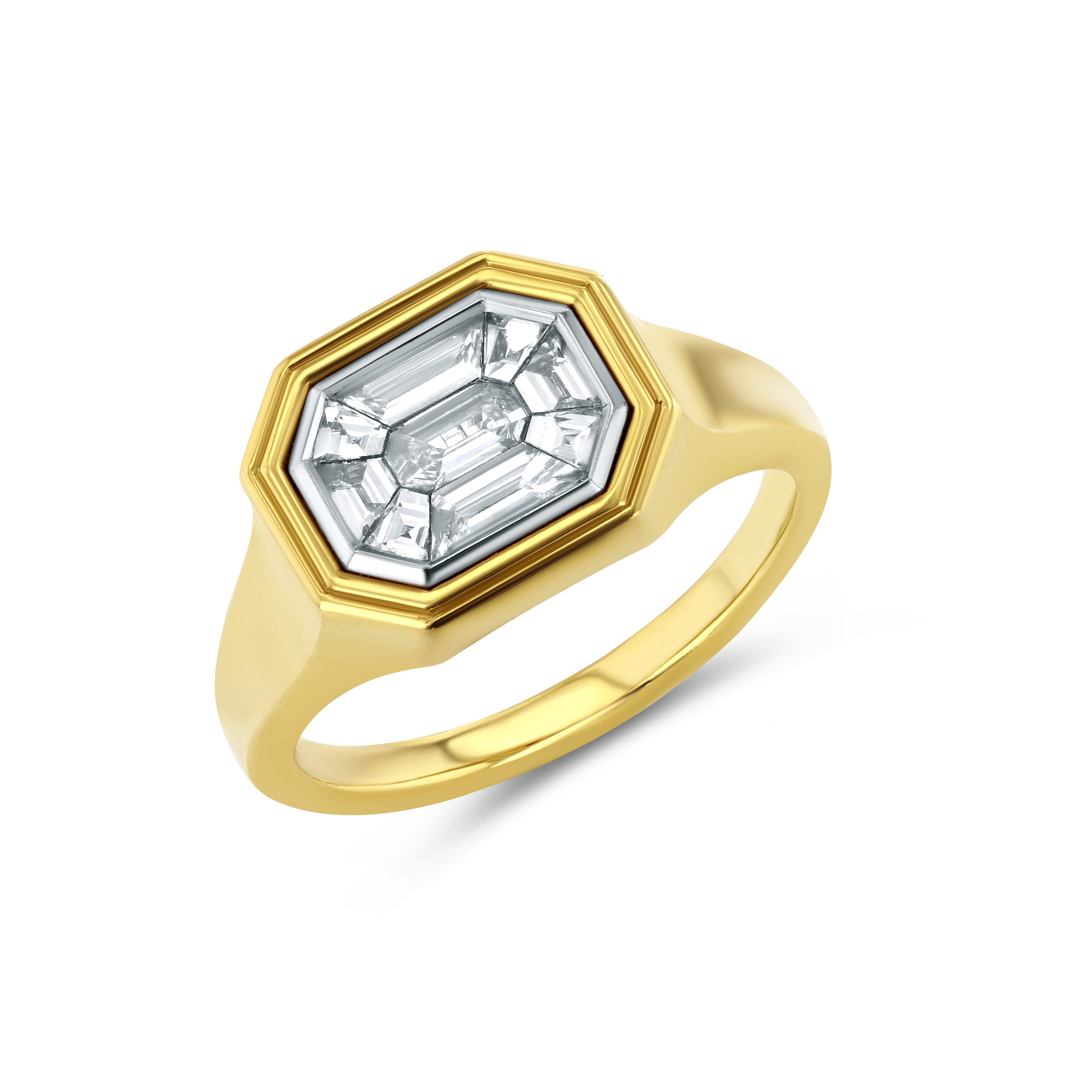 Mosiac Emerald Cut Signet Ring