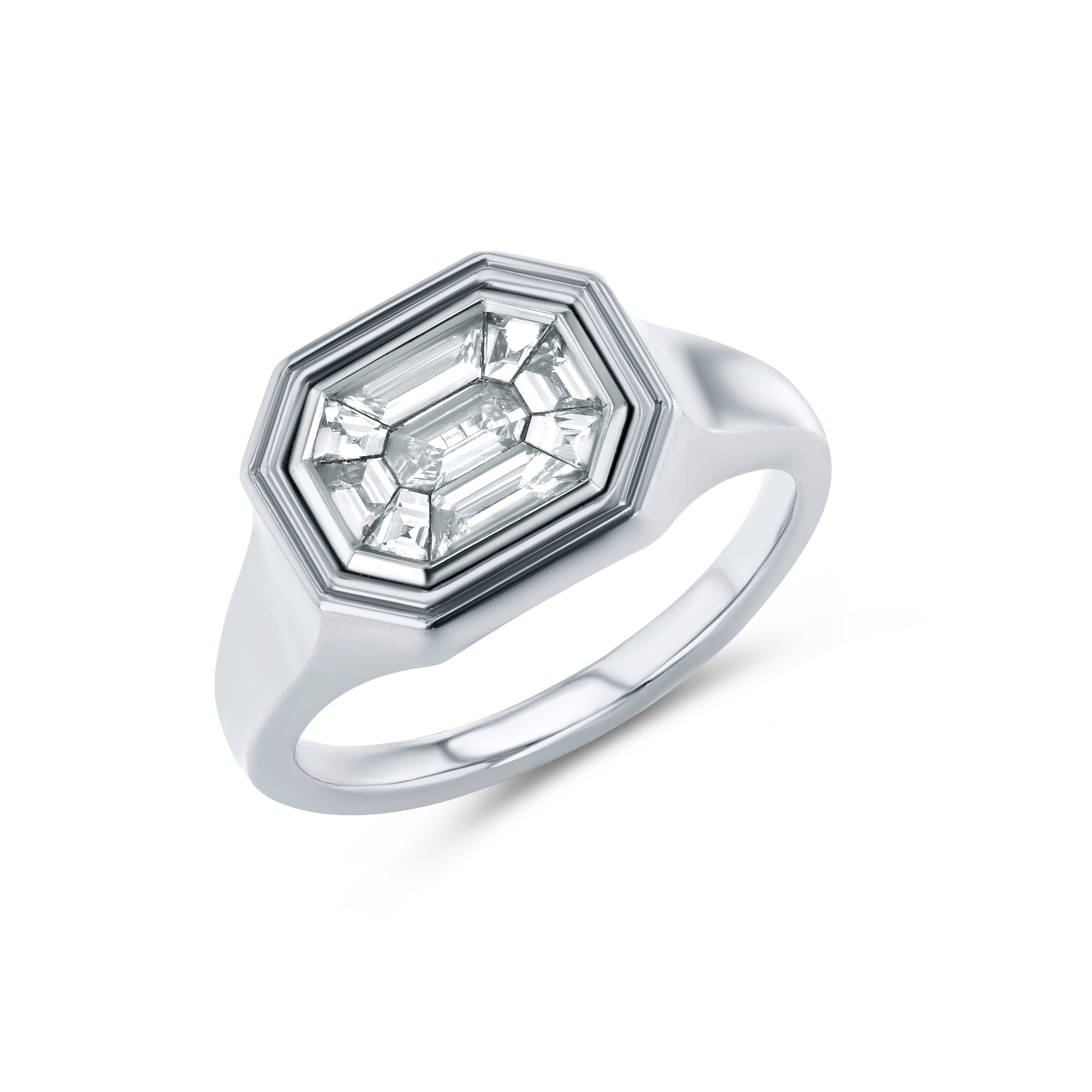 Mosiac Emerald Cut Signet Ring