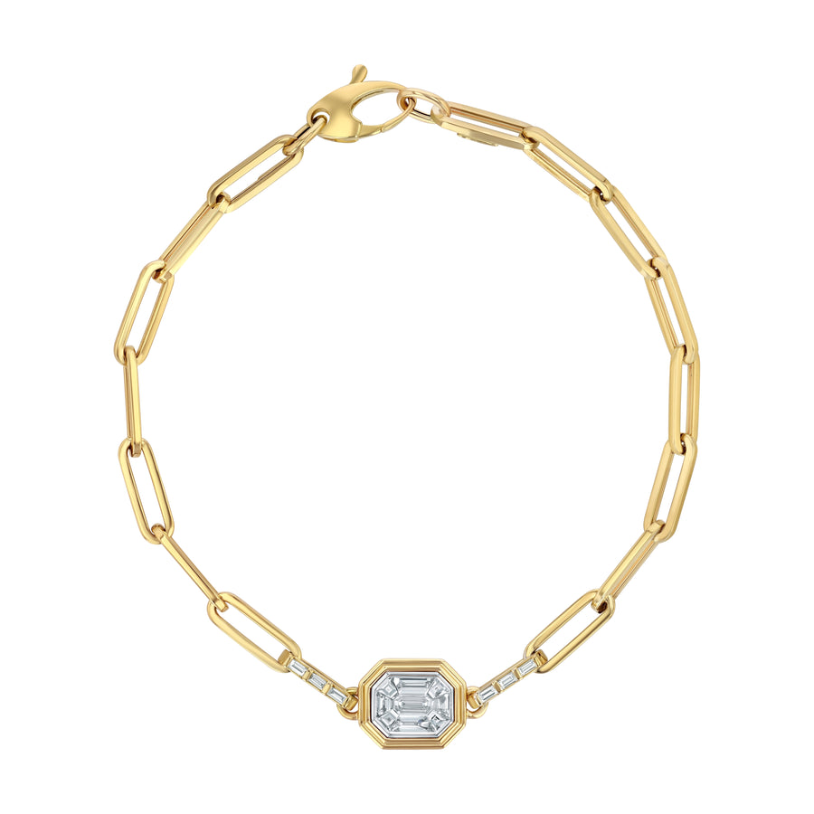 Mosaic Diamond Bezel Baguette Paperclip Bracelet